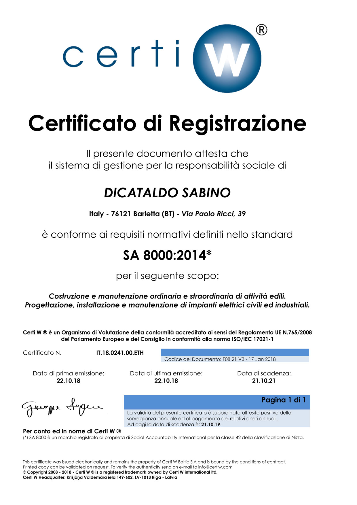 Certificazione SA8000